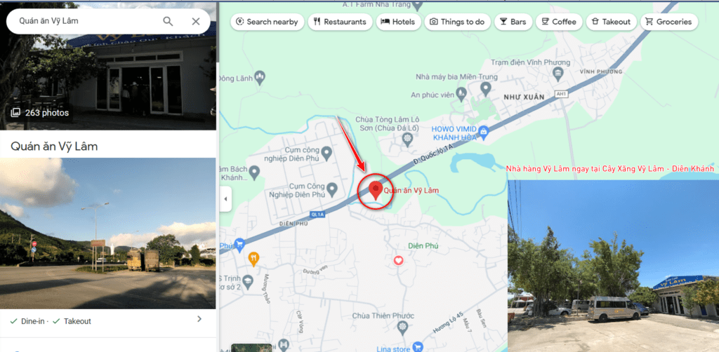 hướng dẫn đường đi tới nhà hàng vỹ lâm - cây xăng vỹ lâm diên khánh